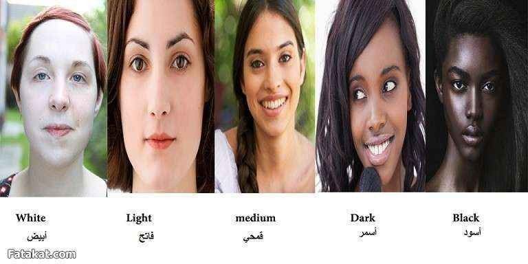 ألوان البشرة وأسمائها بالعربي والإنجليزي