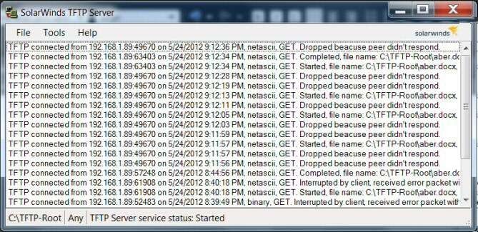 برنامج SolarWinds TFTP Server