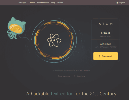 برنامج Atom Text Editor