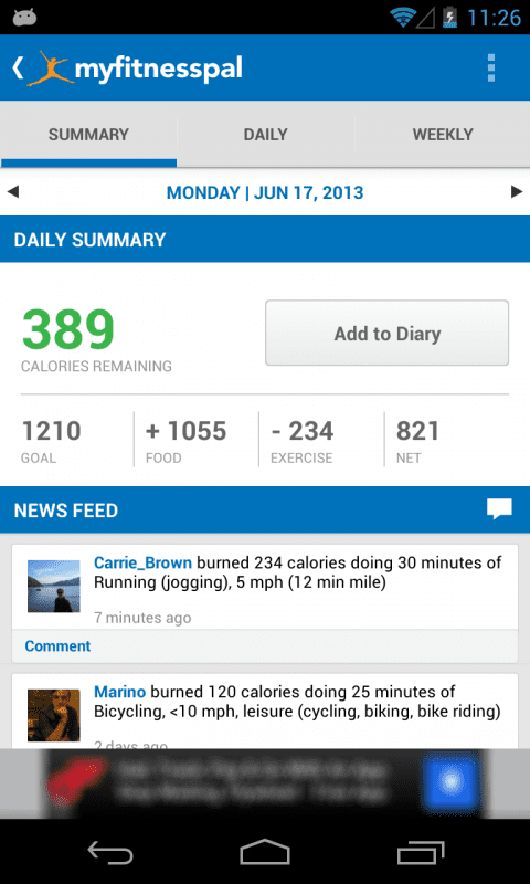 برنامج myfitnesspal