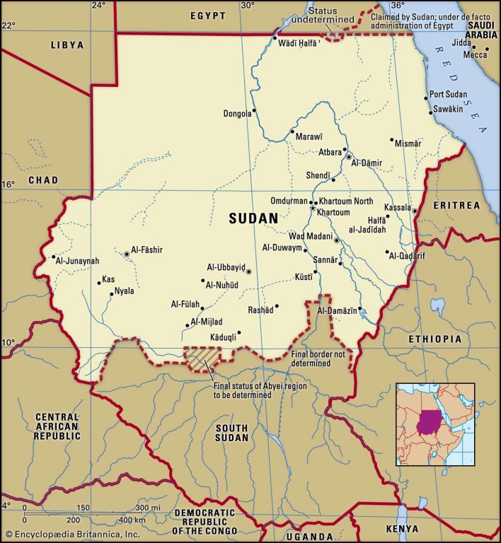    Sudan Boundaries Map Cities Locator Scaled 