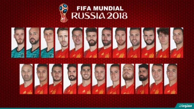 تشكيلة اسبانيا في كاس العالم 2018