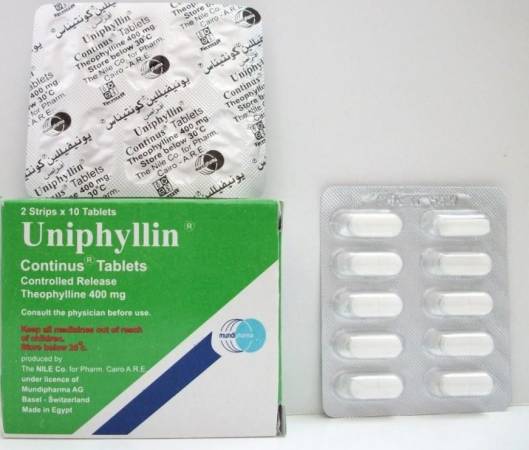 يونيفيللين Uniphyllin أقراص لعلاج ضيق التنفس