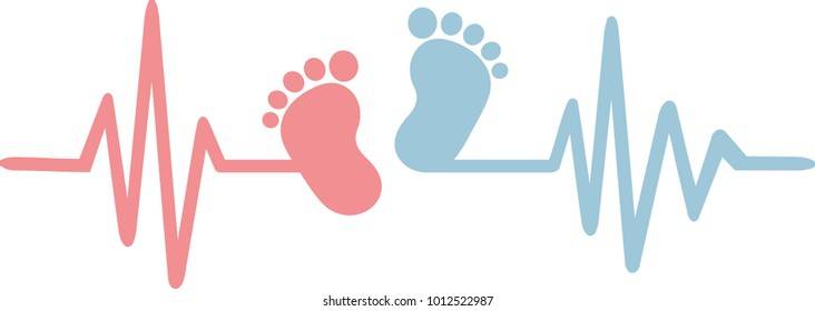 heartbeat pulse line baby footprints 260nw 1012522987